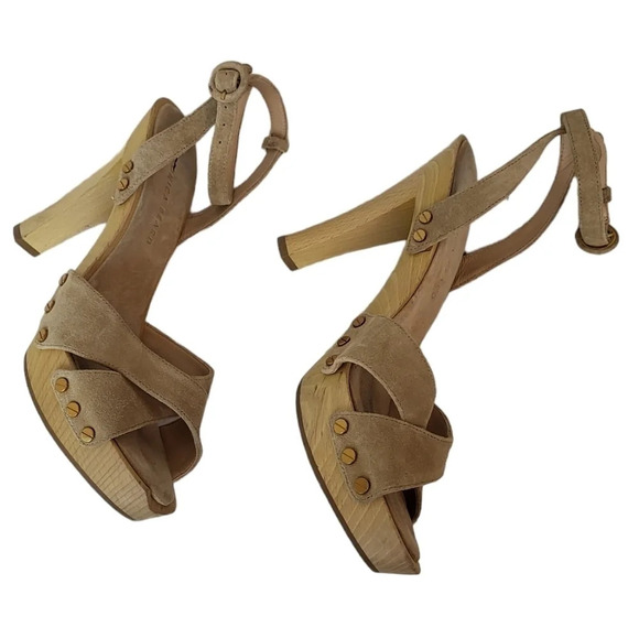 VERONICA BEARD LAMONT PLATFORM ANKLE STRAP SANDAL SAND BEIGE SUEDE - Picture 8 of 11